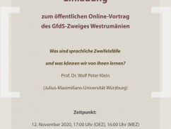 Online public lecture of the Western Romanian Branch of the Society for the German Language (GfdS)